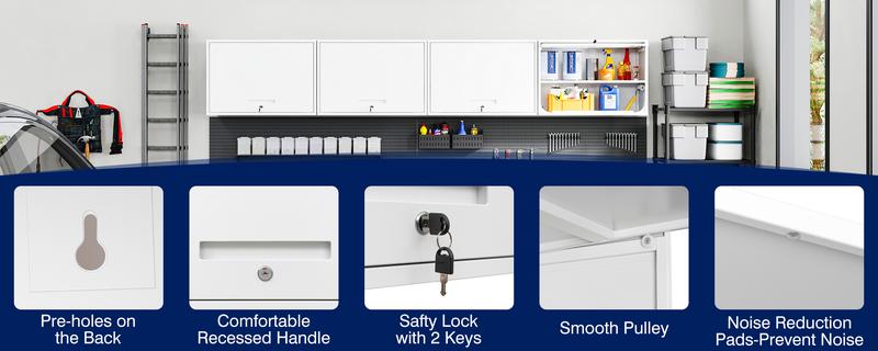 Letaya Metal Garage Wall Cabinet with Doors and Shelves, Wall Mounted Metal Storage Cabinet, Floating Garage Tool Cabinet for Garage, Basement, Kitchen, Warehouse