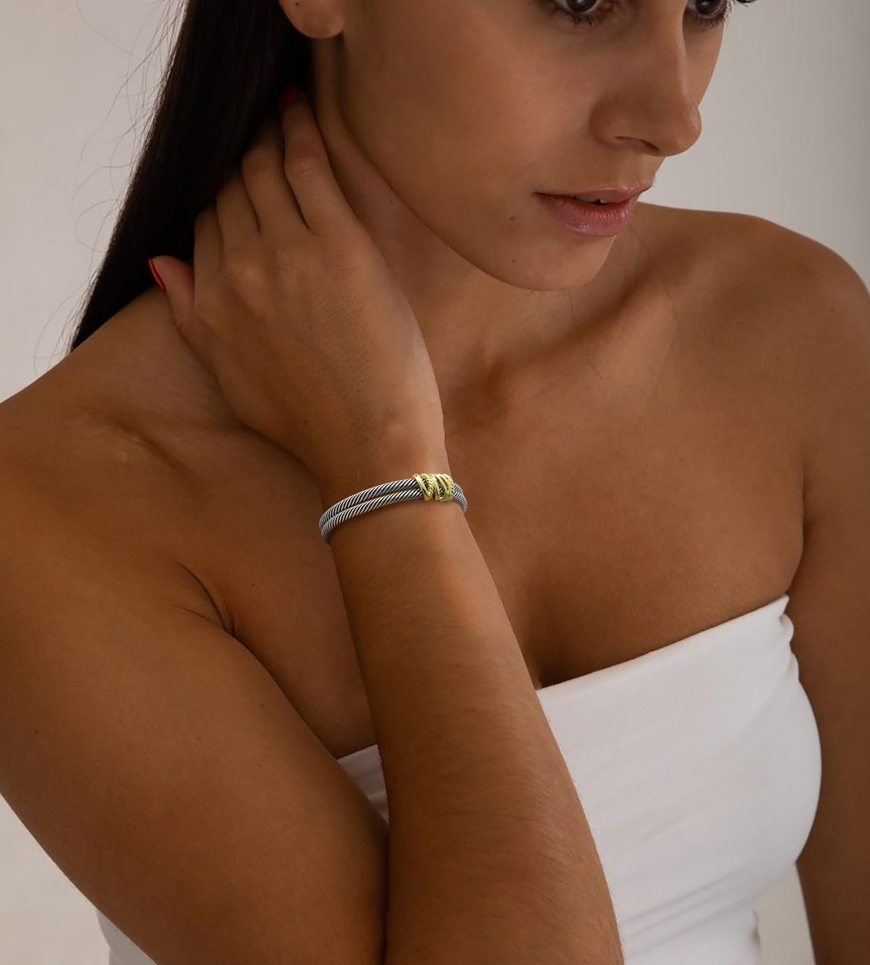 MYTYS Cable Bracelet for Women Fashion Vintage Twisted Cuff Elegant Minimalist Bangle Adjustable Wrist Jewelry Trendy Jewellery Accessories