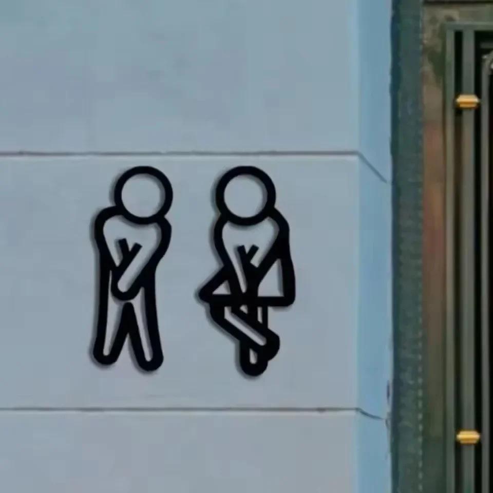 Interesting bathroom signs, minimalist style male and female restroom door decorations, hollow acrylic toilet wall stickers, fun gender indicators suitable for home, restaurants, shops, and public restrooms