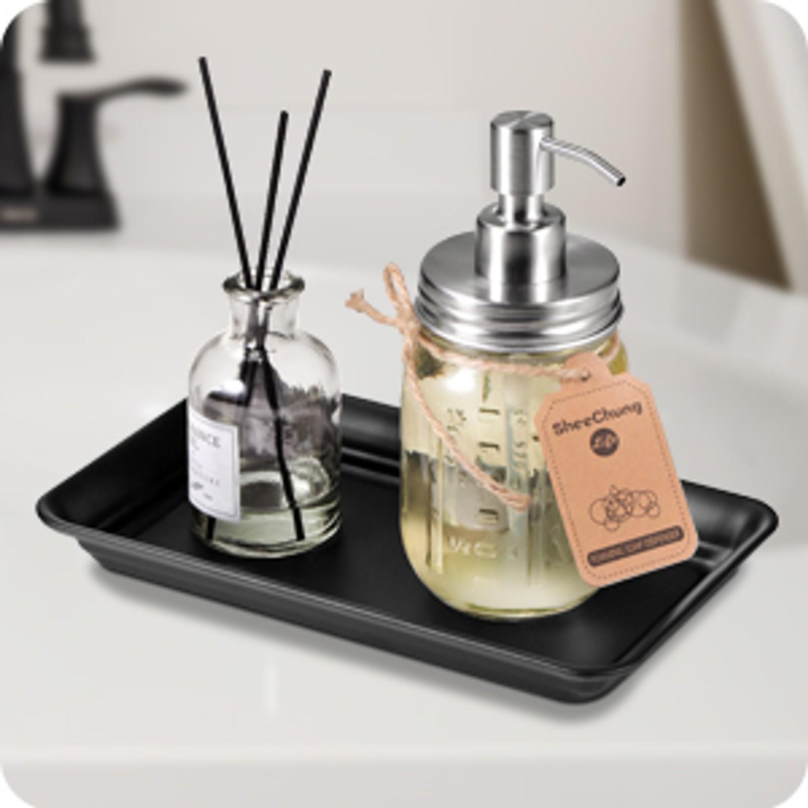 Vintage Farmhouse Decor Metal Vanity Tray(2 Pack),Countertop Guest Hand Towel Storage Organizer Tray Dispenser, Sturdy Holder for Perfume,Cosmetics, Jewelry, Makeup Bathroom Organizer (Bronze)