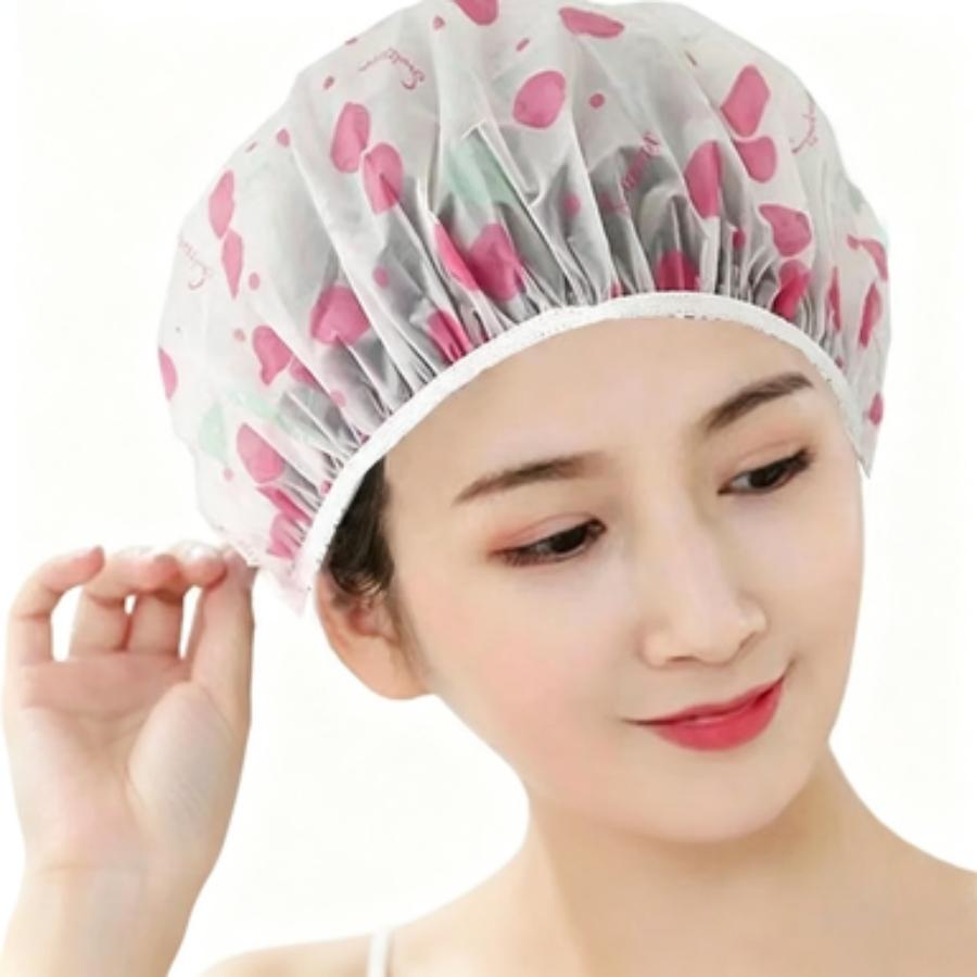 Waterproof Shower Cap, Reusable Kitchen Oil-Proof Hat, Thickened Large One-Time Use Bath Cap, Random Colors Available