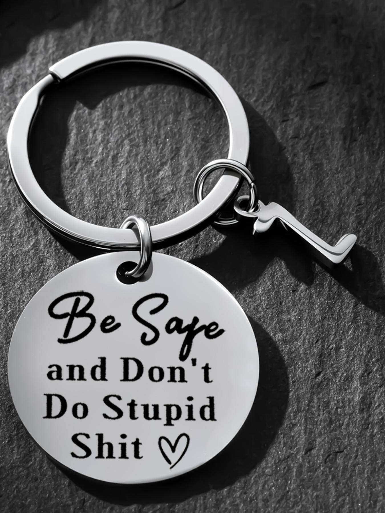 Funny Safety Keychain, Personalized Initial a Keyring, Humorous Gift for Men Women, Perfect for Birthdays, Christmas, Graduations