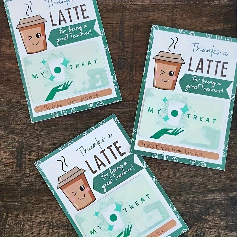 5-Pack 'thanks a Latte' Teacher Thank You Gift Card Holders, DIY Coffee Theme Cards, Perfect for End-Of-Year or Christmas Gifts