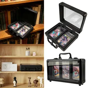 1pc Display Carrying Box For PSA CGC BGS Graded Trading Card Slabs, Portable Clear Top Storage Showcase For 35pt-130pt Sports Star Basketball Baseball Football Games Cards Slabs, Organizer Holder, Collection Holder, Card Collector Box (Not include Cards)