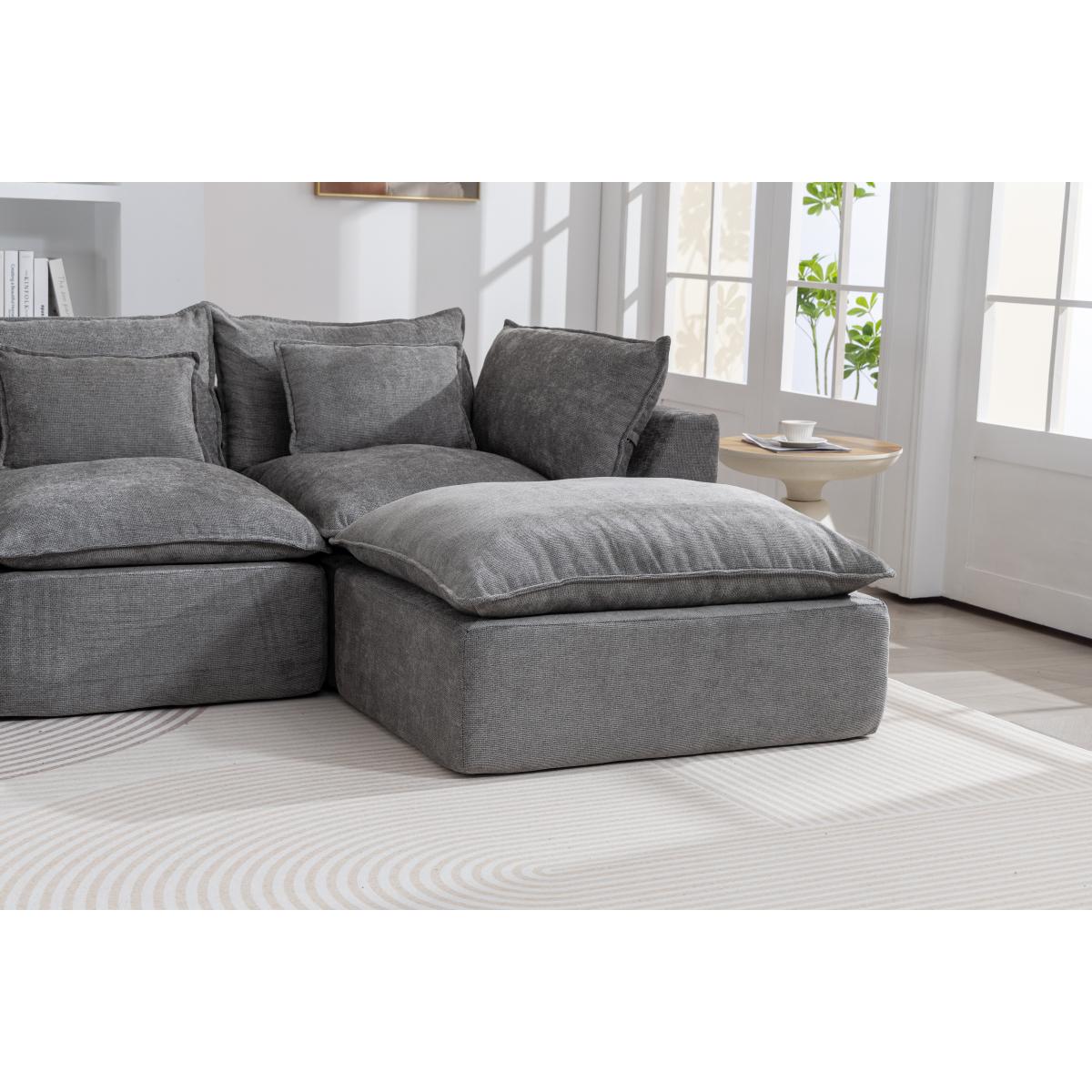 Aobtkel 129.8" Wide Cloud Oversized Modular Sectional Couch - 4-Seat with 2 Ottomans, Deep Wide Seat, True Relax Comfy Living Room Indoor Furniture Set,dorm essentials,home decor Aobtkel 129.8" Wide Cloud Oversized Modular Sectional Couch - 4-Seat with 2 Ottomans, Deep Wide Seat, True Relax Comfy Living Room Indoor Furniture Set,dorm essentials,home decor