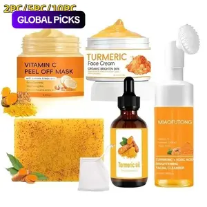 Turmeric Soap & Face Cream & Mousse cleanser &Oil& Vitamin C Peel Off Mask ,Deep Cleansing &Nourishing Skin for Women & Men All Skin Types,Christmas&Festival Gift, Skin Care Kits
