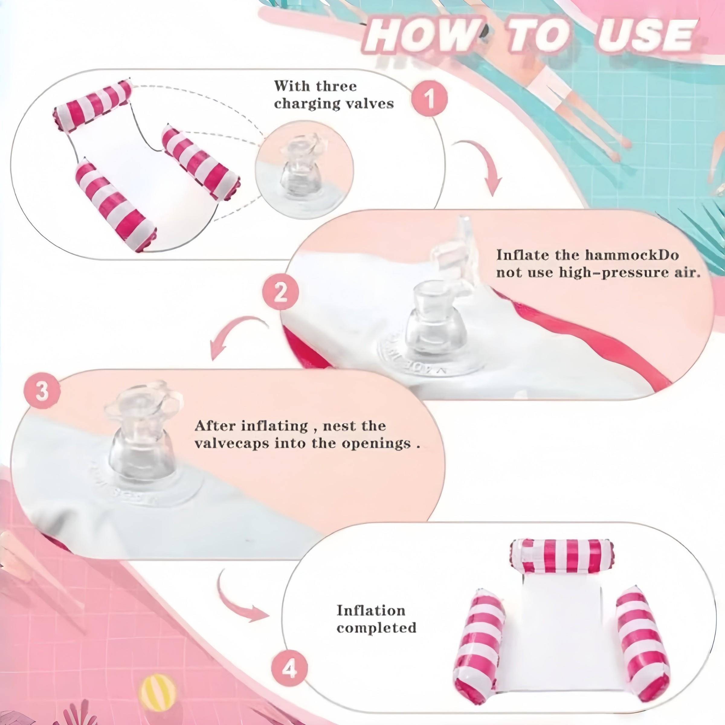 Inflatable Water Hammock Chair, Foldable Pool Float, Beach Party Furniture, Portable Lounge Bed, Summer Gift for Kids & Adults