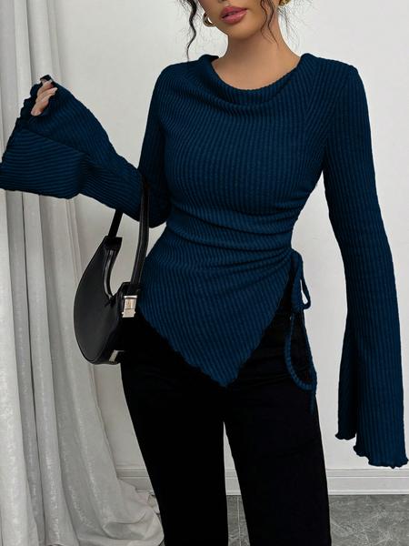 Women's Simple T-Shirt for Fall & Winter, Slim-Fitting Casual Top, Comfortable and Fashionable Everyday Wear