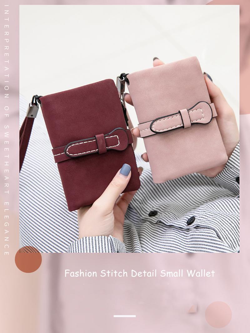 Multifunctional Plain Short Wallet, Vintage Coin Purse with Card Slots, ID Window, Zipper Pocket, Card Holder Organizer, Christmas Gift, Valentine's Day Gift, Ideal Gift