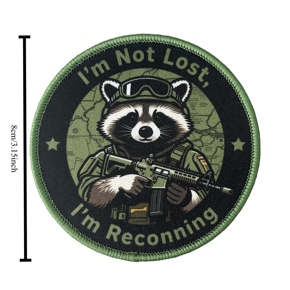 "I'm Not Lost, I'm Reconning" Raccoon Tactical Patch Design Hook Loop Morale Badge Military Armband Chevron Backpack Appliques Stickers