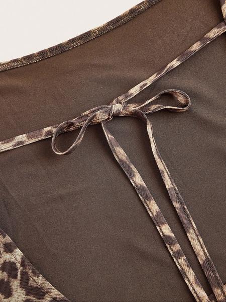 Women's Elegant Leopard Print Mesh Dress, Slim-Fit Backless Bodycon, Sleeveless Summer, All Season Wearable, Womenswear Women's Elegant Leopard Print Mesh Dress, Slim-Fit Backless Bodycon, Sleeveless Summer, All Season Wearable, Womenswear