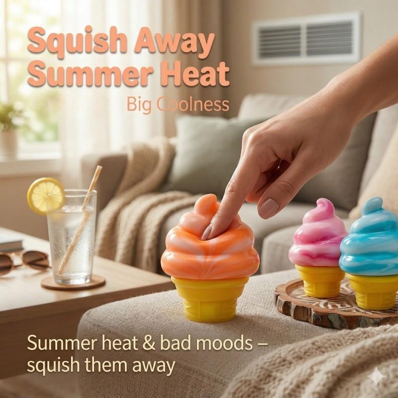 Ice Cream Creative Squeeze Soft Toy, Summer Stress Relief Toy, Cute Slow Rise Ice Cream Sensory Decompression Toy for Kids and Adults