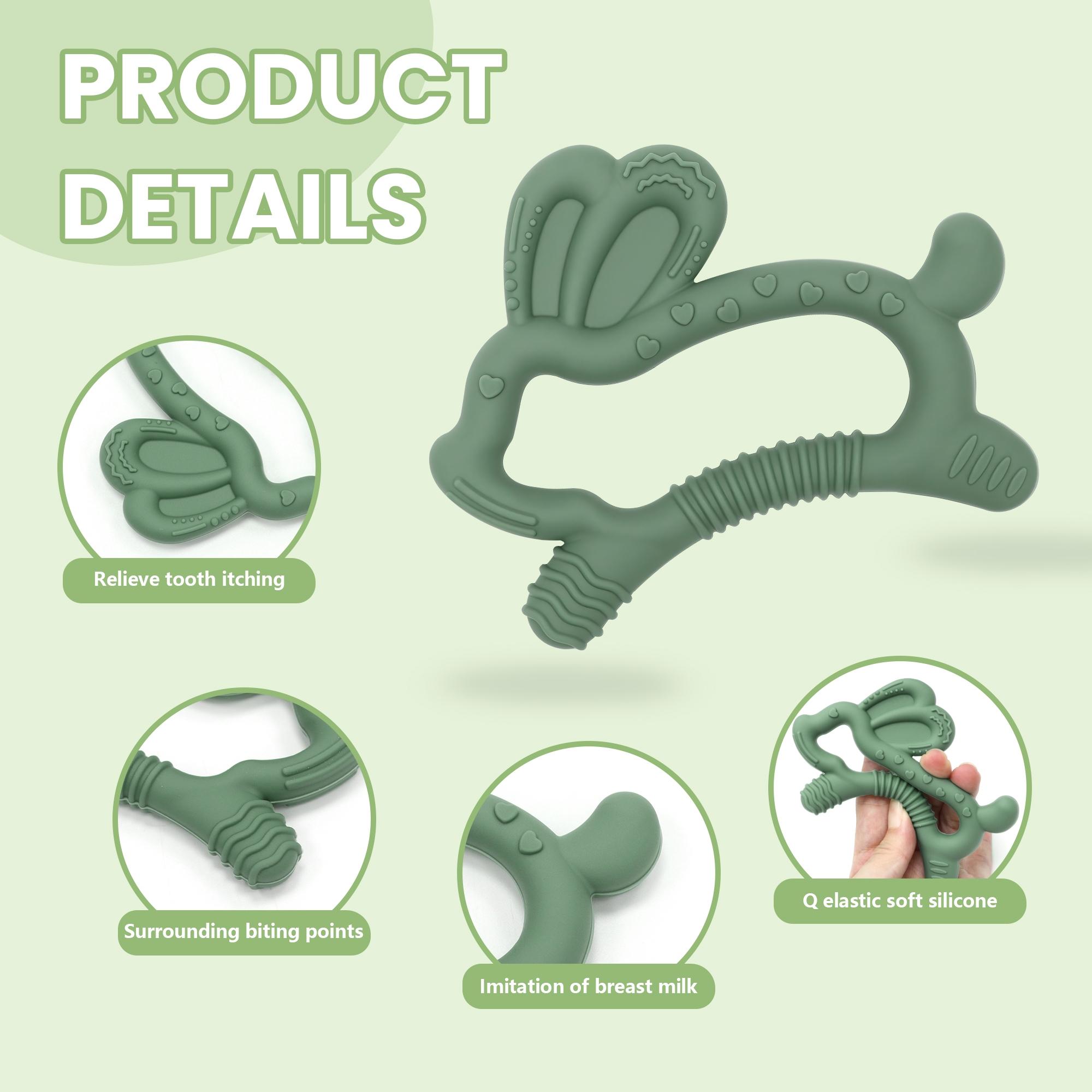 Baby Teething Toy, Easy to Grip Rabbit Silicone Teether, Comfortable & Safe Design, Perfect for Soothing Baby Gums