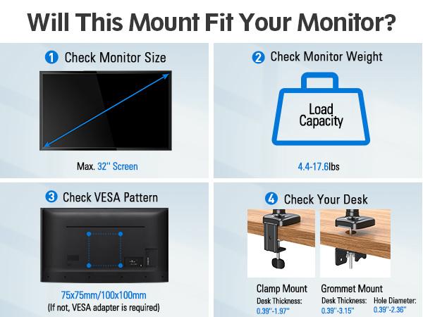 MOUNTUP Single & Dual Monitor Desk Mount for 13''-32'' Monitors MU0004