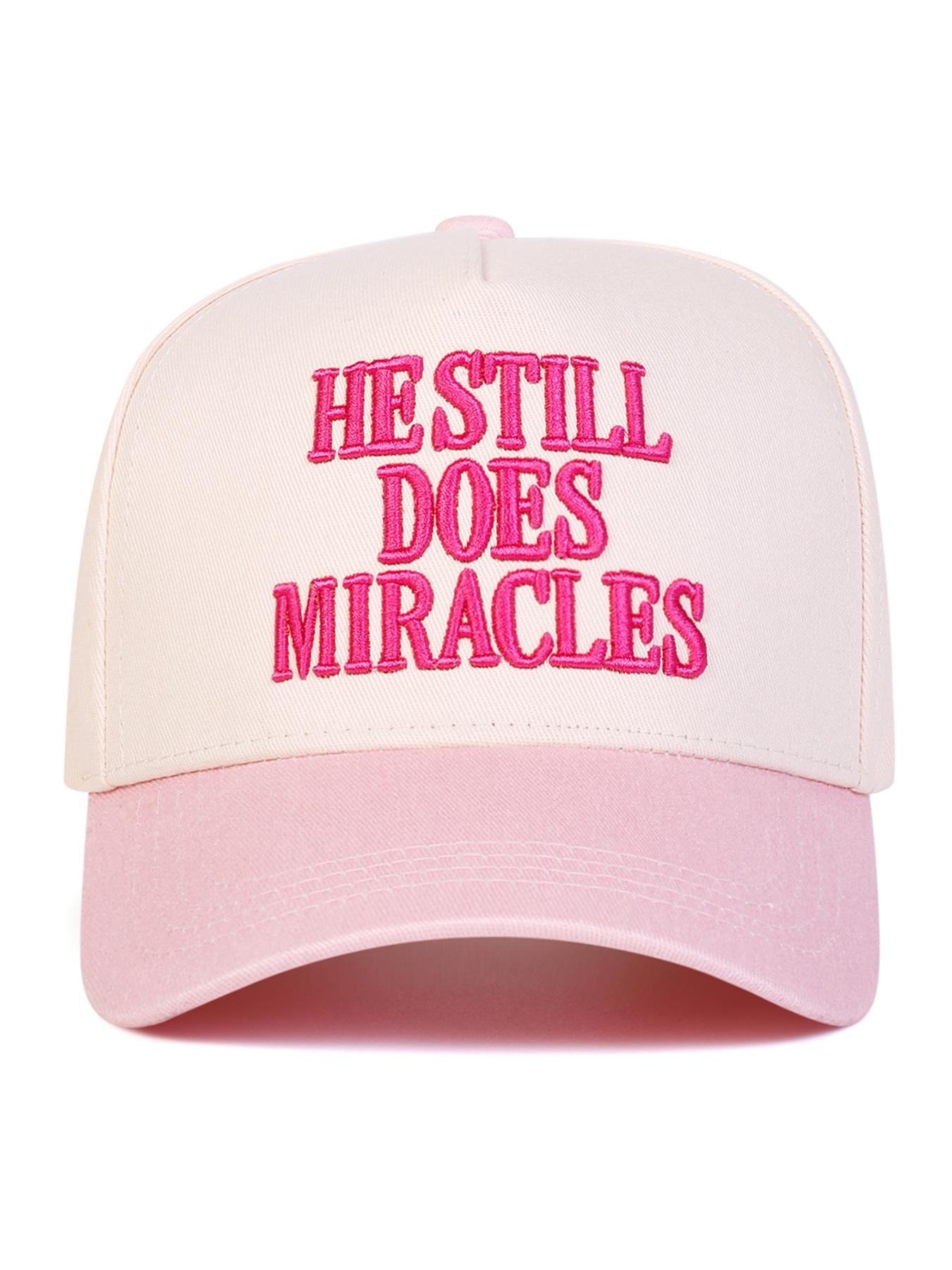 Unisex Miracles Embroidered Baseball Cap, Snapback Hat, Adjustable Outdoor Sun Protection Hat, Casual Fitted Design for Spring & Fall Travel