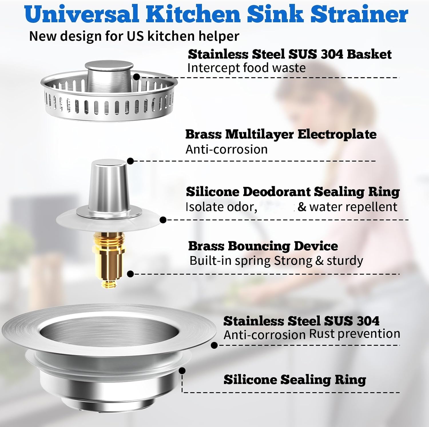 3 in Sink Drain Strainer,Universal Stainless Steel Kitchen Sink Stopper, Up Anti-Clogging for 3-1/2 Inch US Standard Sink Drain Strainer ,Deals for you days 3 in Sink Drain Strainer,Universal Stainless Steel Kitchen Sink Stopper, Up Anti-Clogging for 3-1/2 Inch US Standard Sink Drain Strainer ,Deals for you days