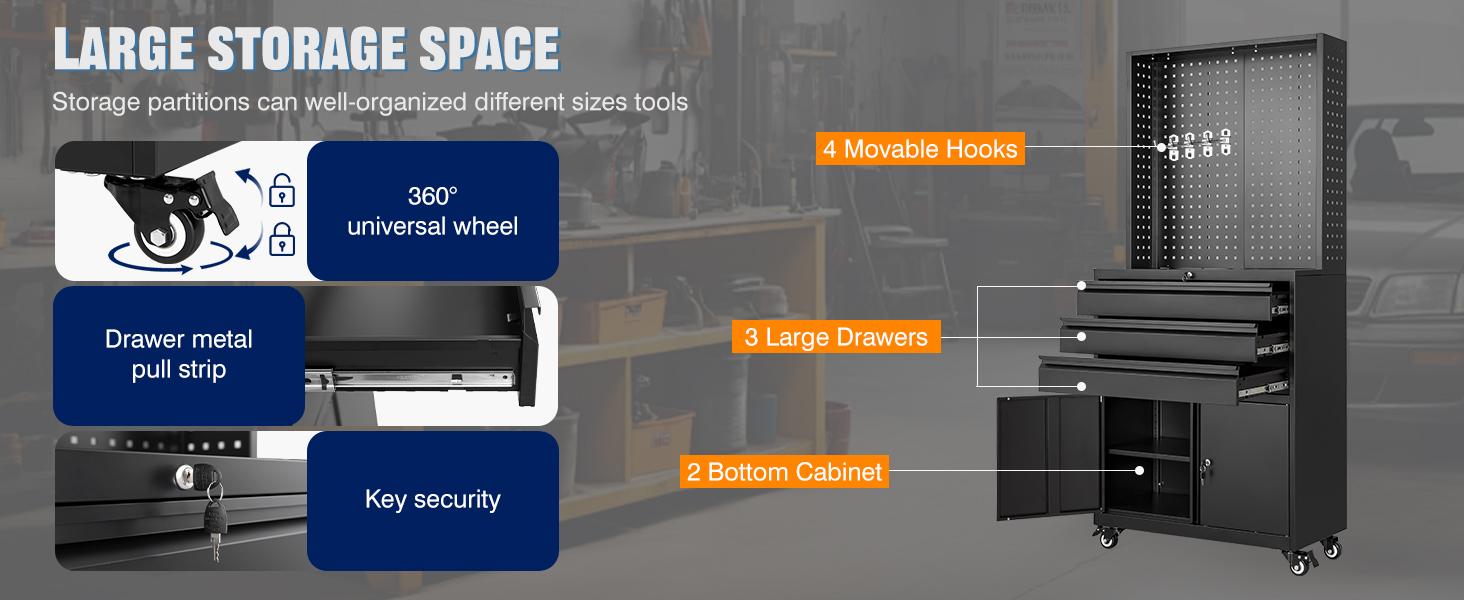 Yizosh Metal Garage Storage Cabinet with Wheels,3-Drawer Rolling Tool Cabinet with 2 Door and Adjustable Shelves,- 71" Steel Tool Cabinet for Warehouse,Garage,Workshop Yizosh Metal Garage Storage Cabinet with Wheels,3-Drawer Rolling Tool Cabinet with 2 Door and Adjustable Shelves,- 71" Steel Tool Cabinet for Warehouse,Garage,Workshop