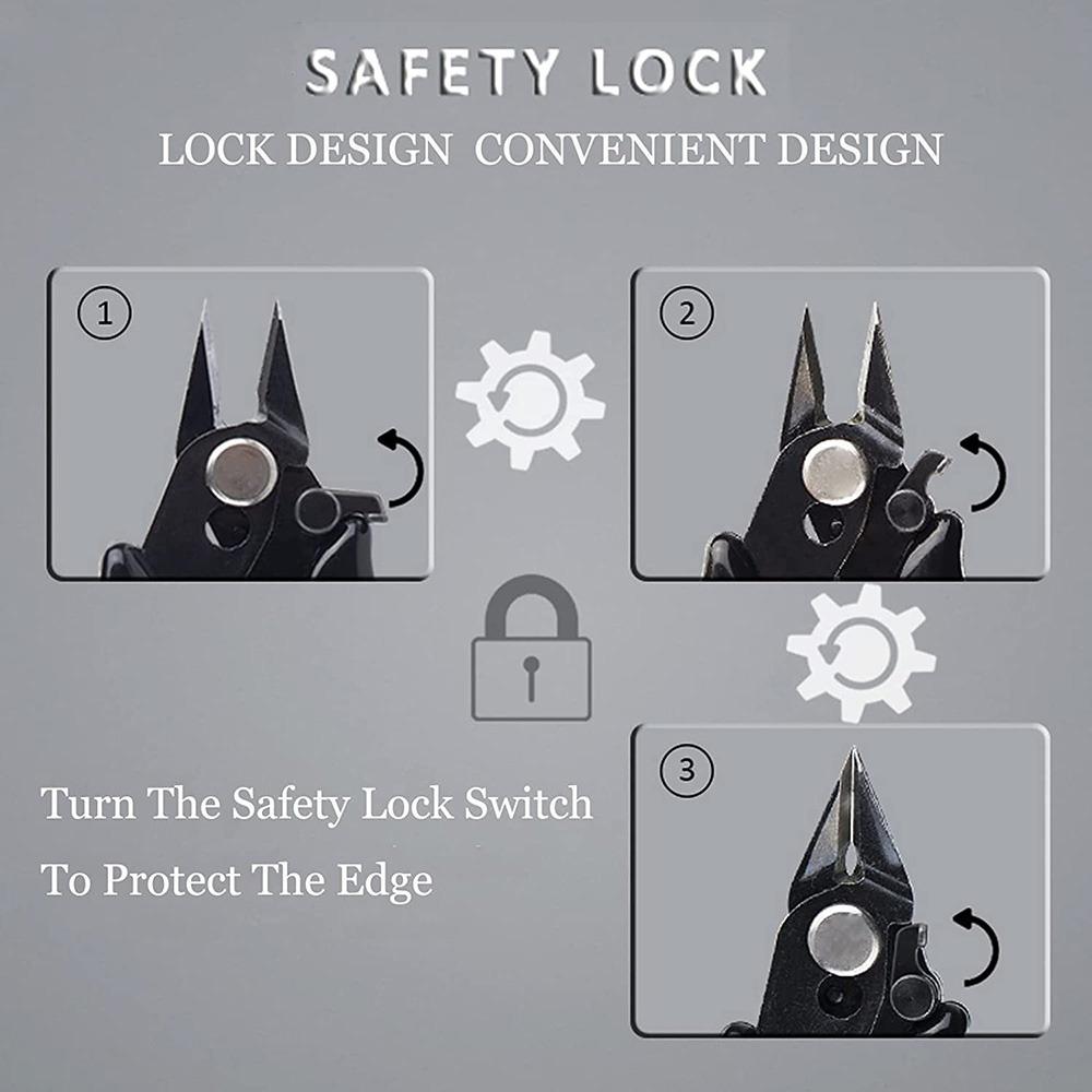 Professional Precision Cutting Pliers Set: Rust-Proof Durable Side Cutters with Safety Lock. Multi-Function Jewelry Soft Wire & DIY Craft Tool Kit Hand Tools for Model Making, Electronics Repair, Copper Wire Cutting.