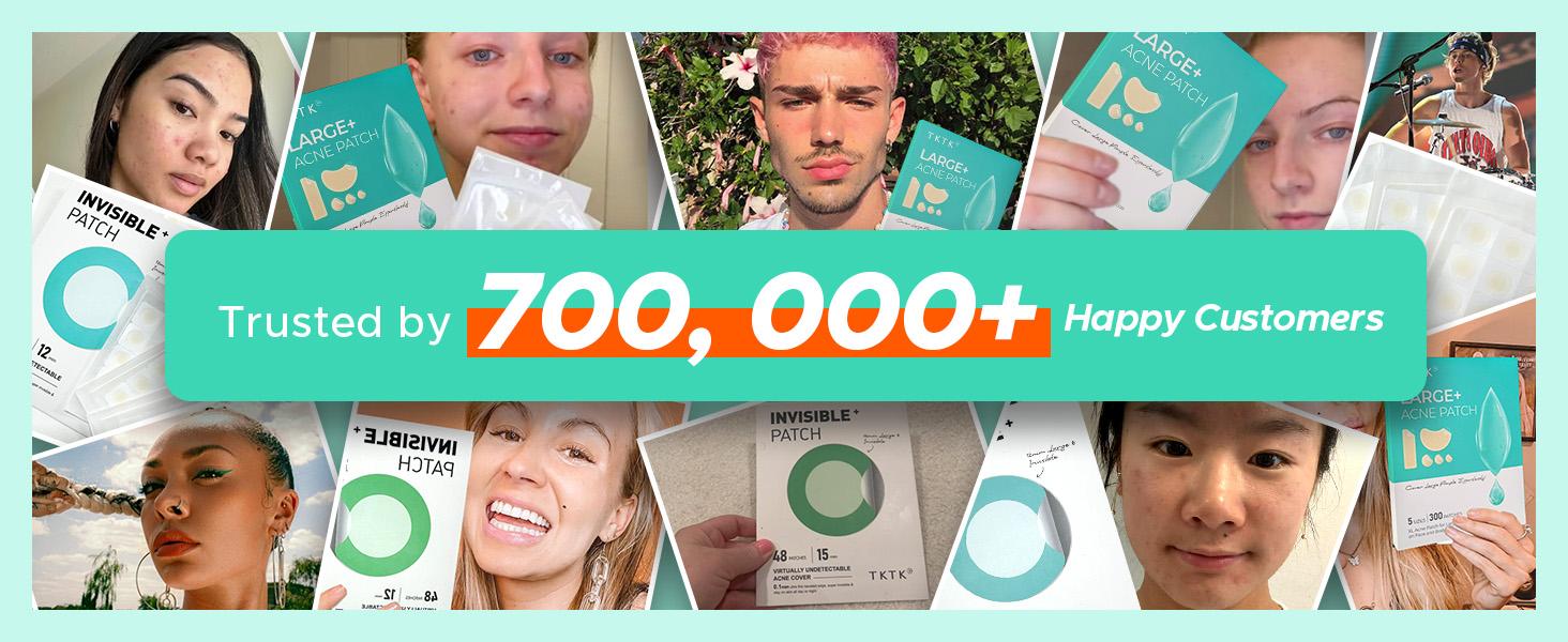 TKTK  Large Pimple Patches for Face(Strip, Contoured, Dot 5 Sizes 300 Count) , Acne Patches 60 x 20 mm, XL Hydrocolloid Bandages for Forehead,Chin,Full Face,Back,Neck and Body Skincare,acne clearing products,pimple patch #SpringStatements