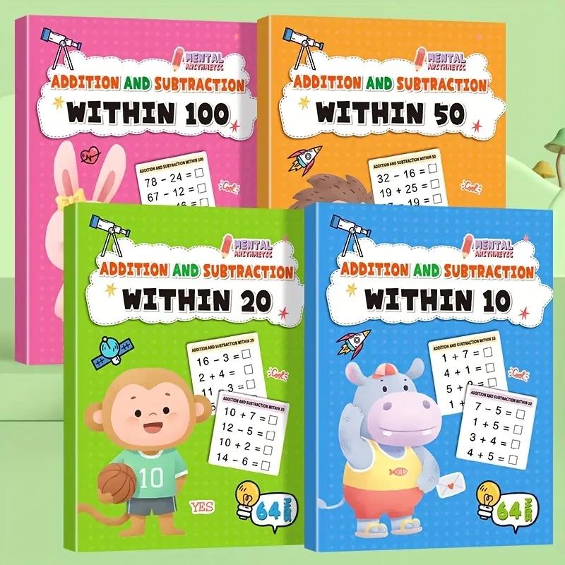 Kindergarten Math Addition Subtraction Workbook, 10-100 Number Practice Book, Early Learning Calculation Exercise Sheet