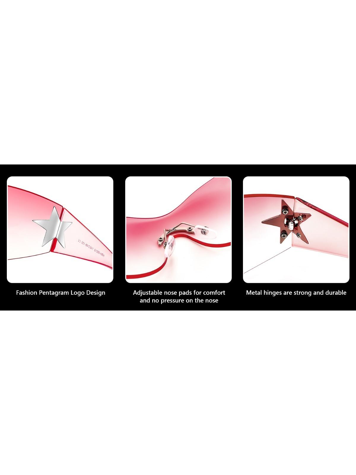 FEISEDY Y2K Sunglasses for Women Men 2000s Fashion Rimless Wrap Around Frameless Star Sun Glasses B9090 FEISEDY Y2K Sunglasses for Women Men 2000s Fashion Rimless Wrap Around Frameless Star Sun Glasses B9090