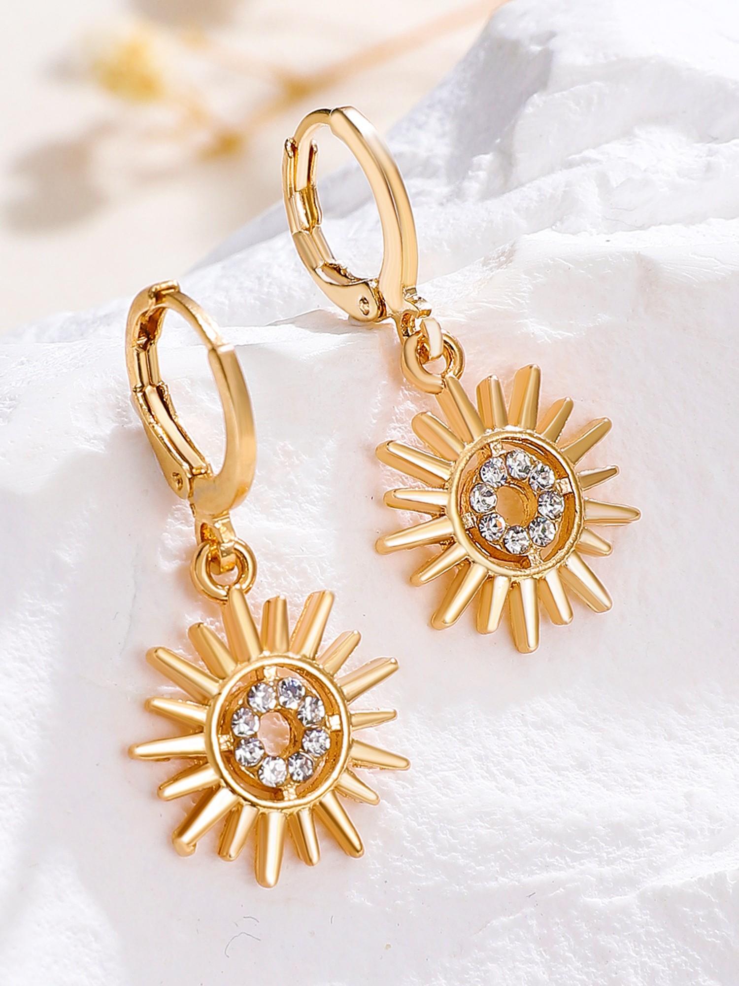 Sunflower Pendant Necklace Earrings Set, Micro-Set Zircon, Elegant Women's Jewelry, Perfect for Evening Parties, Long-Lasting, Luxury Gift