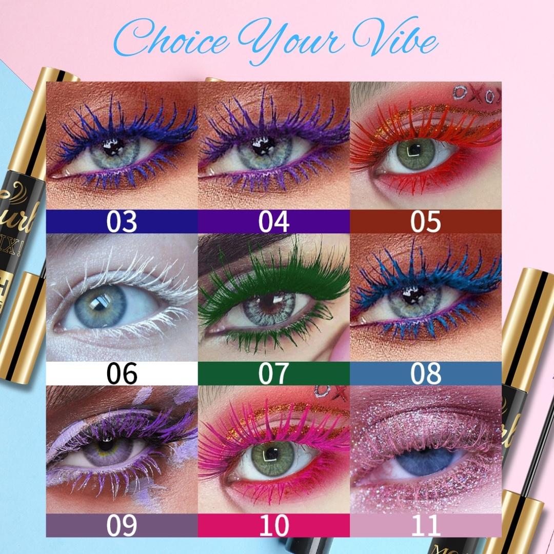 Mcd Makeup Artist 9 Colored Eyelashes Mascaras, 1 Count Thick Curling Volumizing Mascara Pink/Brown/White Eyelash Extensions Enhance Your Eye Makeup's Appeal For Green/Blue Eye Colors
