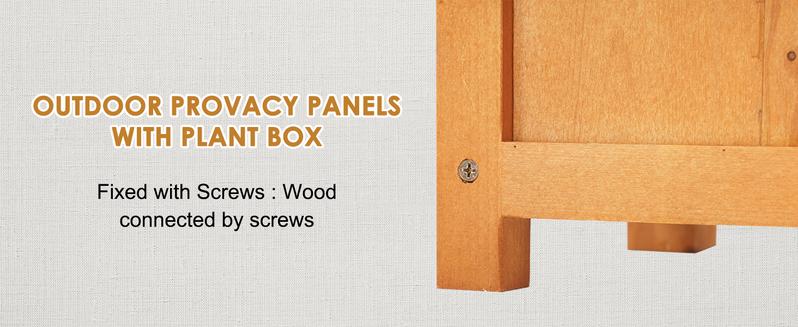 Lilypelle Air Conditioner Fence Outdoor Freestanding Wood Privacy Screen with Planter Box for Trash Can Pool Equipment Enclosure, No-Dig Kit