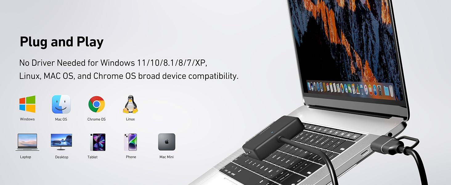 Memory Card Reader, BENFEI 4in1 USB 3.0 and USB-C to SD Micro SD MS CF Card Reader Adapter, 4 Cards Simultaneously Read and Write, Compatible with iPhone 15 Series, MacBook Pro/Air 2023, and More