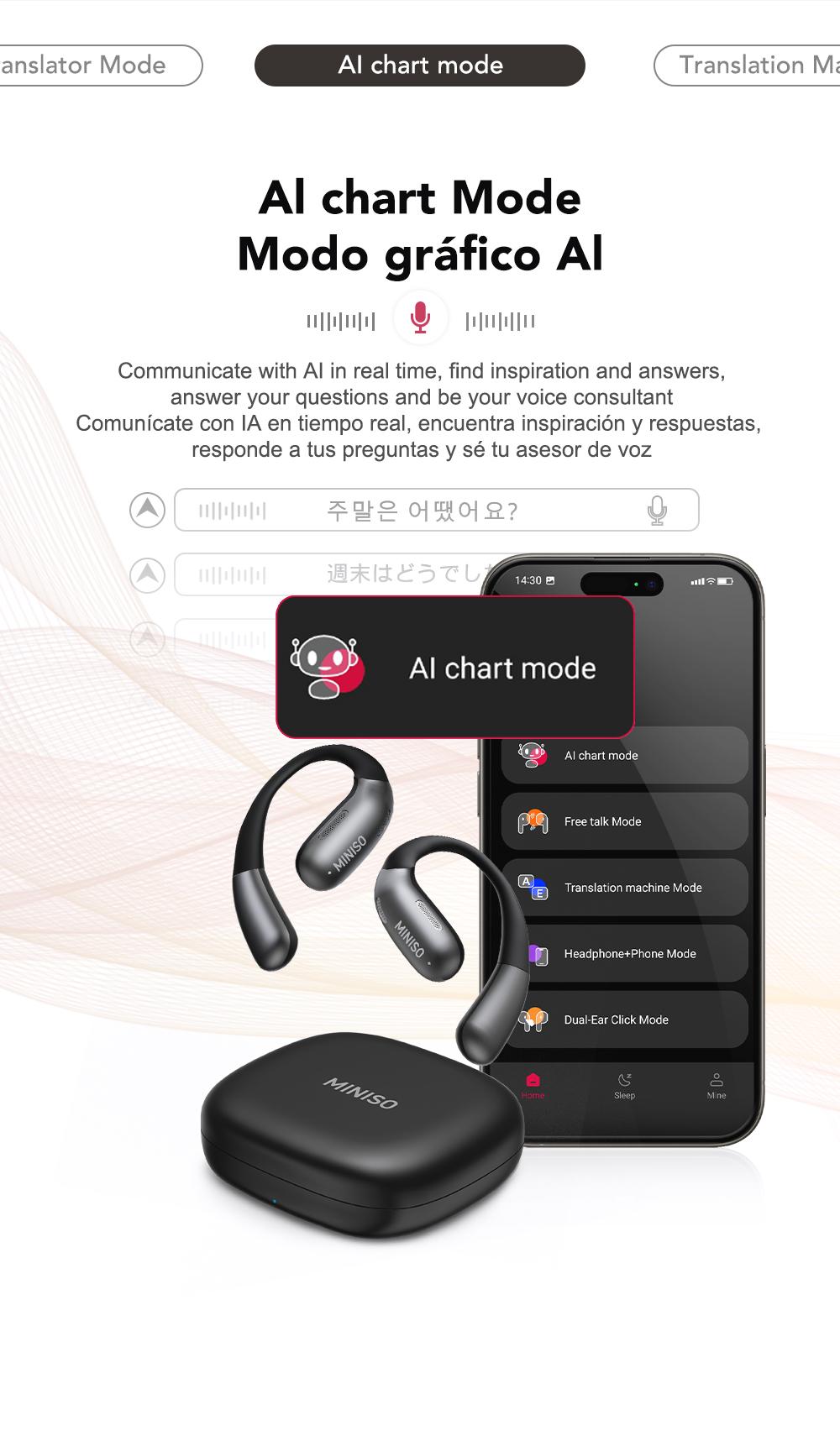 MINISO X28 OWS Open Ear Wireless Bluetooth Earbuds Support 135 Languages Real Time Bluetooth 58H Playback HIFI Stereo Fast Charging