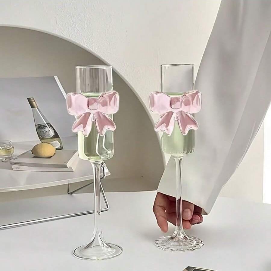 Elegant Large Bowknot Champagne Glass, Cute Butterfly Tall Cup, Ideal for Champagne, Wine, Sparkling Wine, Sweet Wine, Perfect Gift