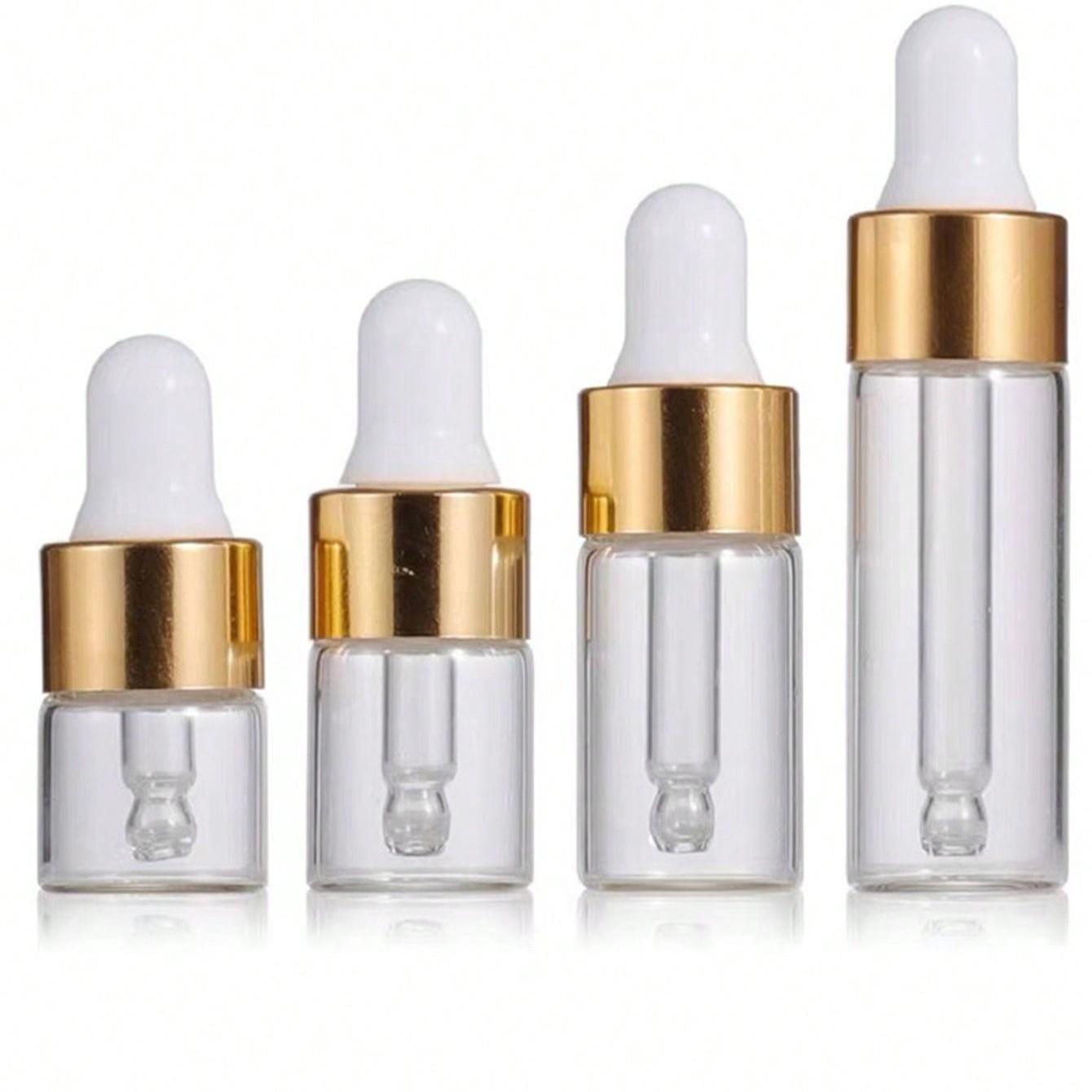 Mini Transparent Glass Dropper Bottle, Travel Size Sample Bottle, Ideal for Essential Oils, Cosmetics, Liquids, Perfume, Etc