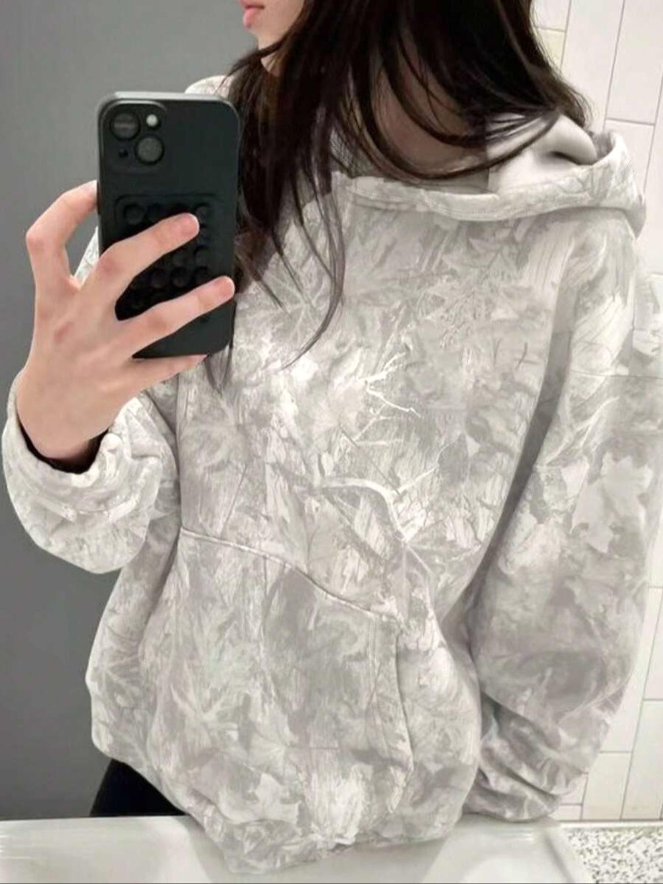 Women's Camo Hoodie Sweatshirt, Casual Everyday Oversized Loose-Fit Long Sleeve Pullover Piece, All-Over Print Design, Perfect for Spring & Fall, Womenswear Tops Women's Camo Hoodie Sweatshirt, Casual Everyday Oversized Loose-Fit Long Sleeve Pullover Piece, All-Over Print Design, Perfect for Spring & Fall, Womenswear Tops