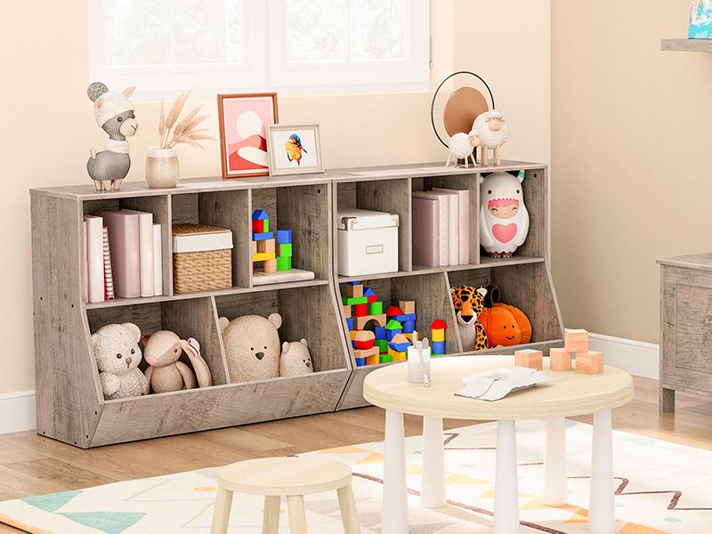 HOOBRO 35.4" L Toy Storage Cabinet，Kids Bookshelf, Bookcase Footboard, Toy Storage Cubby, Children's Toy Shelf, Fit for Children's Room, Playroom, Hallway, Kindergarten