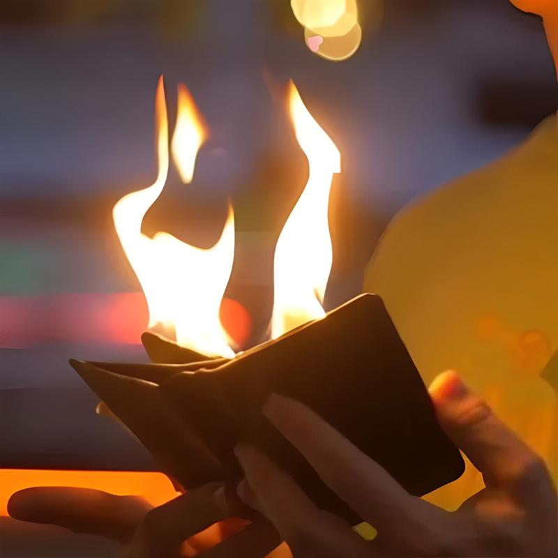 ELUMORA Flaming Fire Wallet Magic Trick - Mind-Blowing Novelty Leather Wallet, Epic Street Show Prop & Prank Tool for Close-Up Magicians | Cool Professional Tricks That Wow Crowds