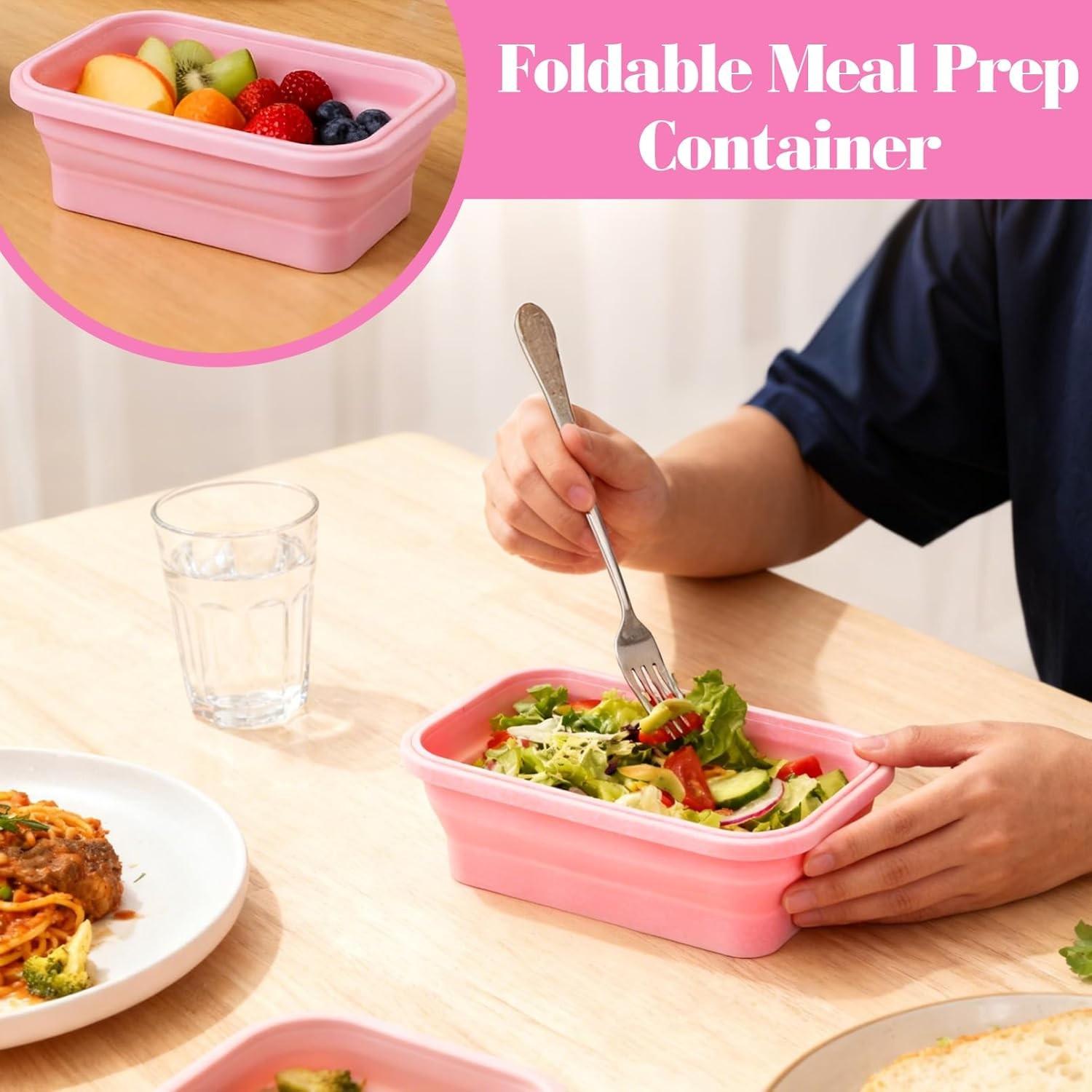 Foldable Silicone Food Storage Containers, 3-Piece Set, 350ML, 500ML, 800ML, Ideal for Meal Prep, Camping, Travel