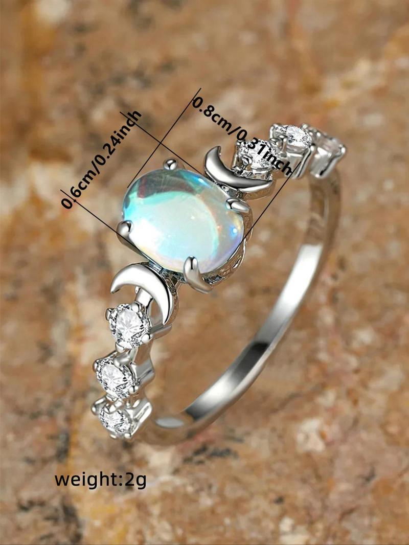 Summer Oval Shaped Artificial Gemstone & Rhinestone Decorated, Oval Halo Ring, Gifts for Her, Wedding & Engagement Jewelry Gift for Women, Wedding Rings