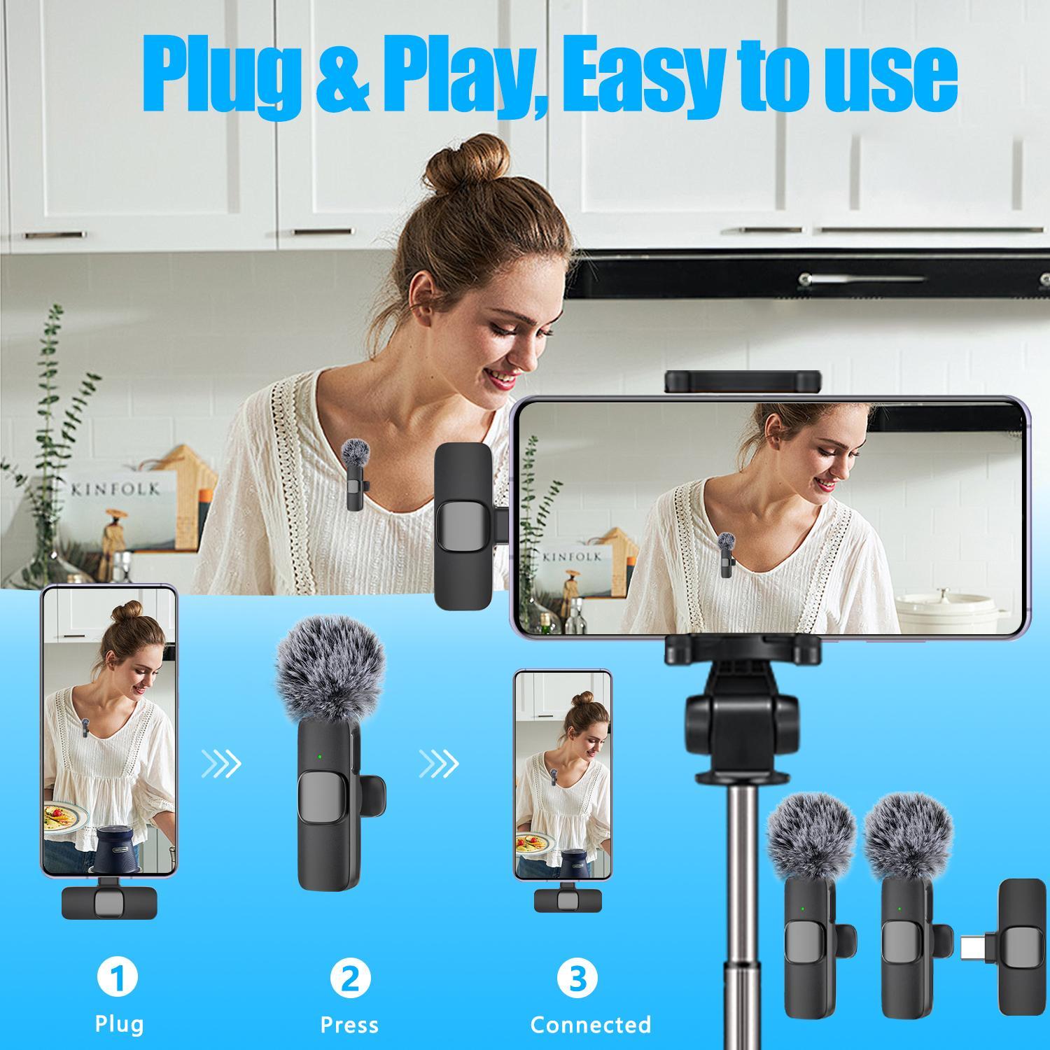 Clip-On Microphone with Type-C and USB Support, Noise Reduction for Clear Audio, Ideal for Recording and Streaming