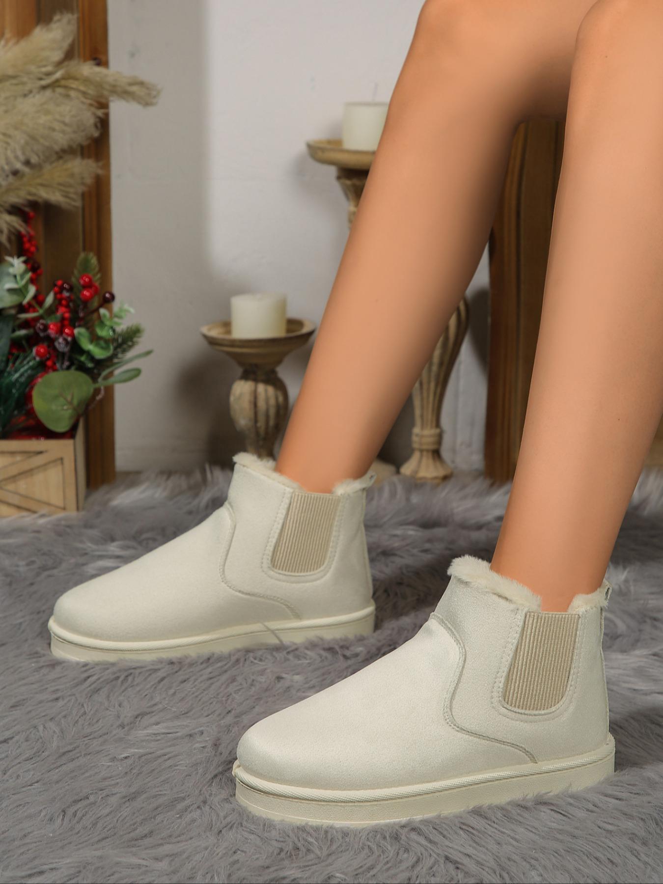 Women's Winter Casual Ankle Boots, Thick Sole Snow Boots, Warm Home & Outdoor Use, Fashionable Round Toe Short Boots, Winter Shoes