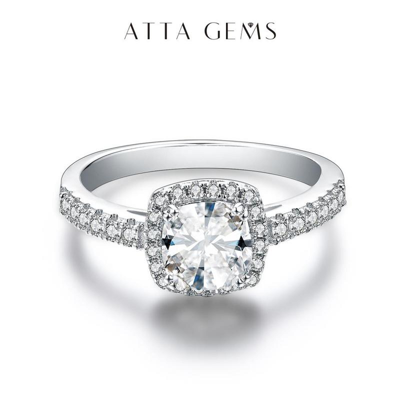 1.5ct Cushion Cut Synthetic Moissanite Ring  Women Wedding Ring for Birthday Gifts Ring Band, fine Jewelry R047
