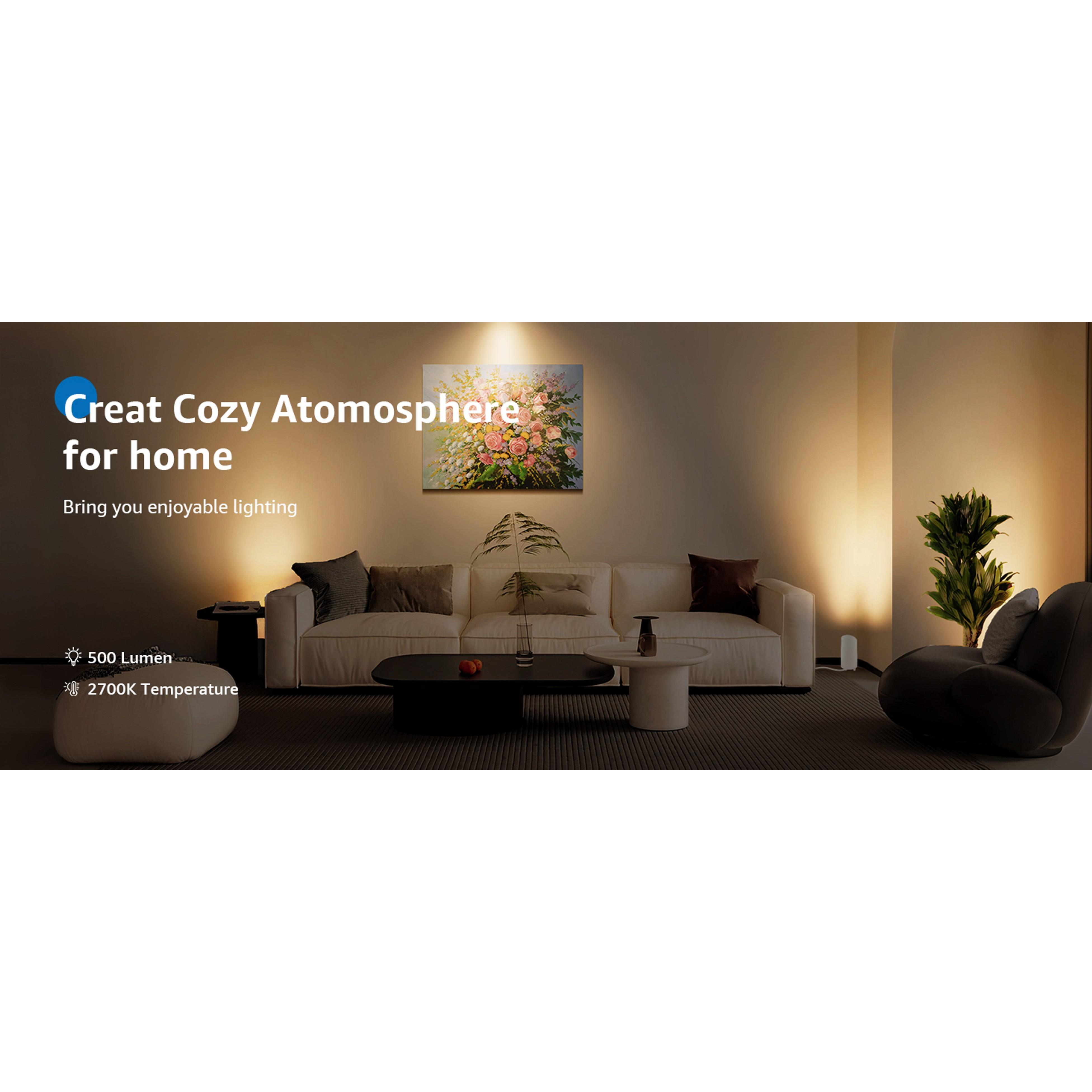 2 Pack Uplighting Indoor Floor Can Light, 5W Up Lights with 2700K LED GU10 Bulbs, Uplights Floor Spot Lights Indoor for Home Accent Lighting, 5.9 FT Plug Cord & Foot Switch