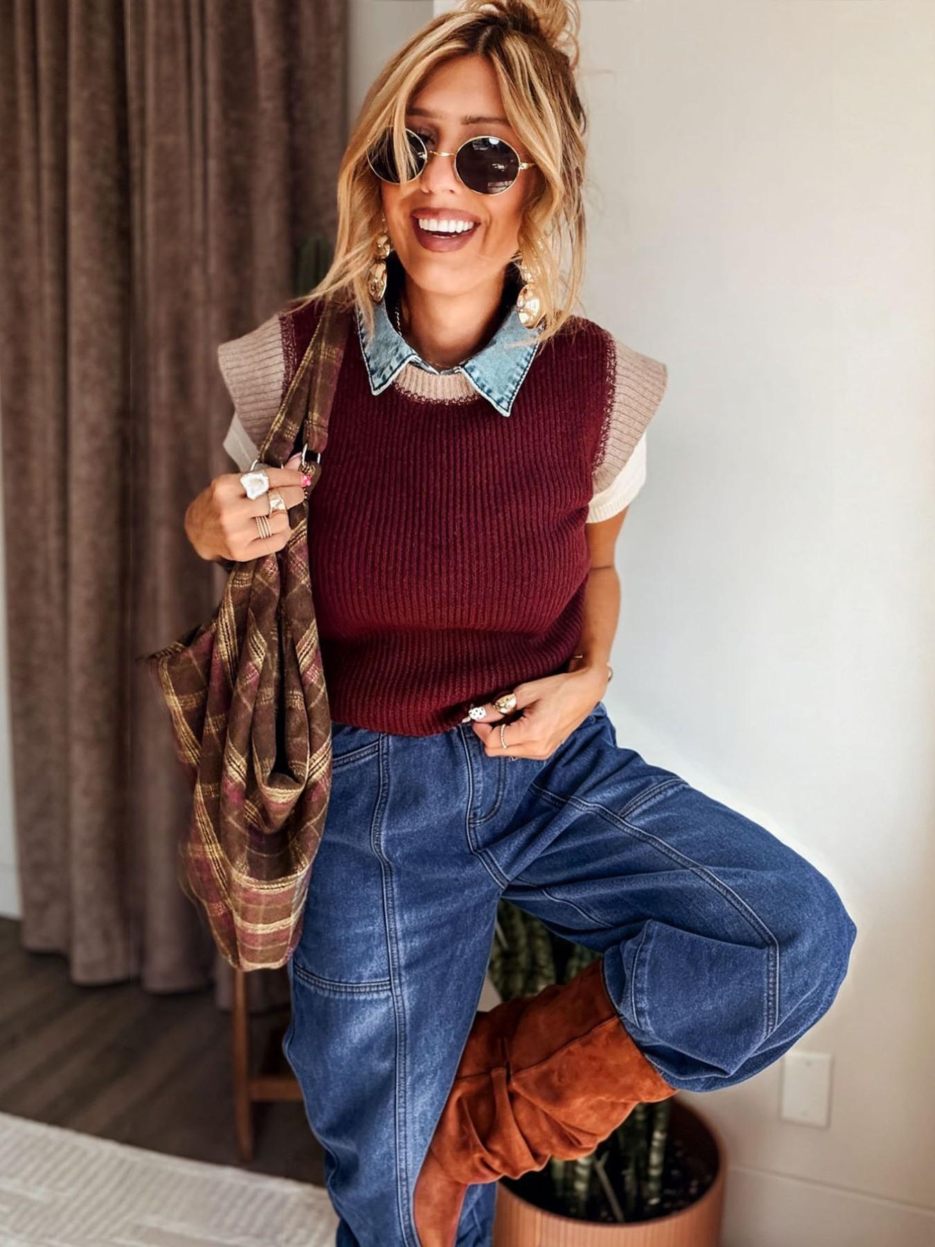 【The Stevie - Katrina's Exclusive】Women's Washed Elastic Waist Denim Pants, Casual Loose-Fit Pockets Jeans, Vintage Bottoms for Commute, Outdoor Activities & Daily Wear, Streetwear, Womenswear, TChic