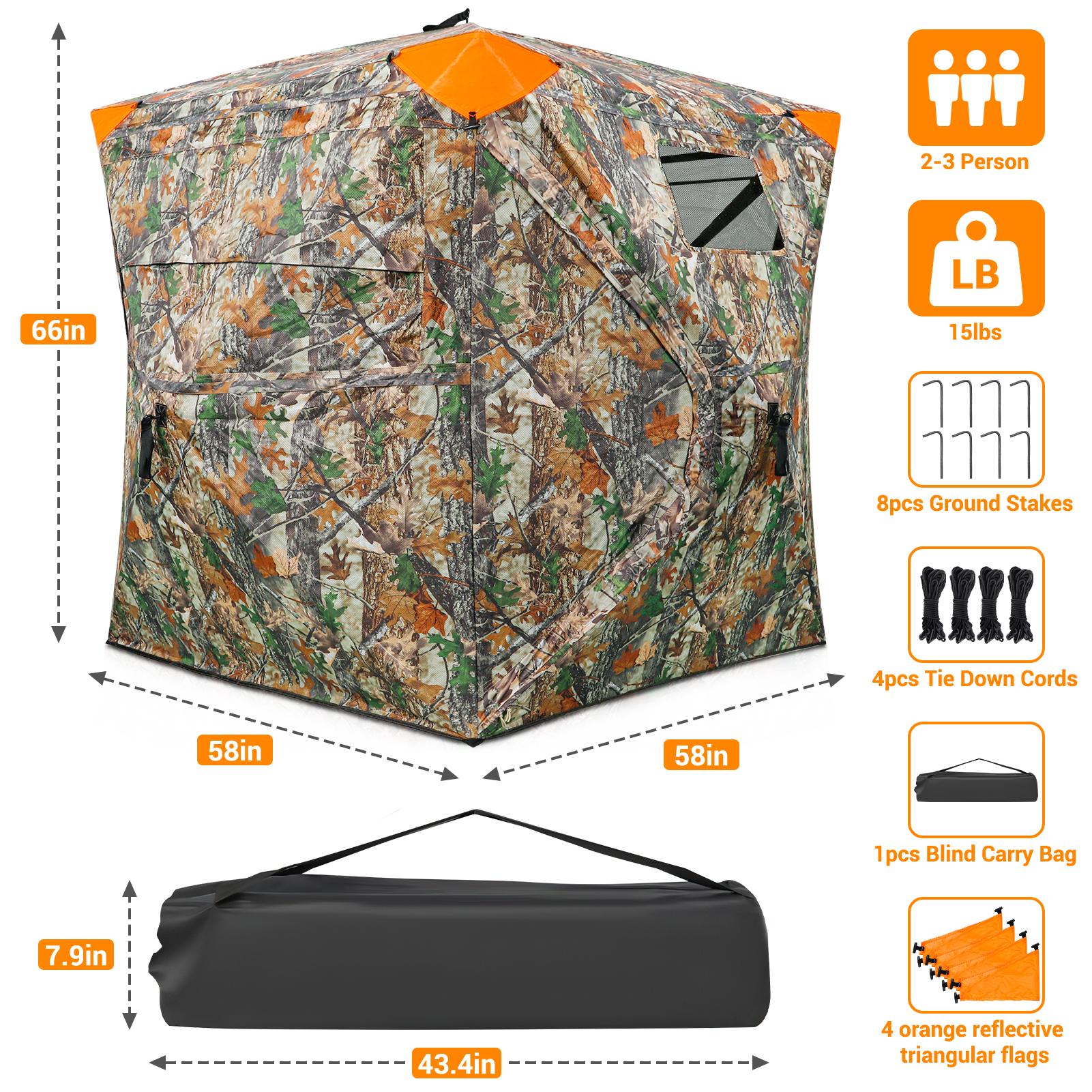 Bearbro Portable 270° /360° See Through Hunting Blind Pop-Up Ground Blind with Tie-downs & Carrying Bag for Deer, Duck and Turkey Hunting,New upgraded version, featuring 4 reflective triangular fabrics,TikTokshopBlackFriday