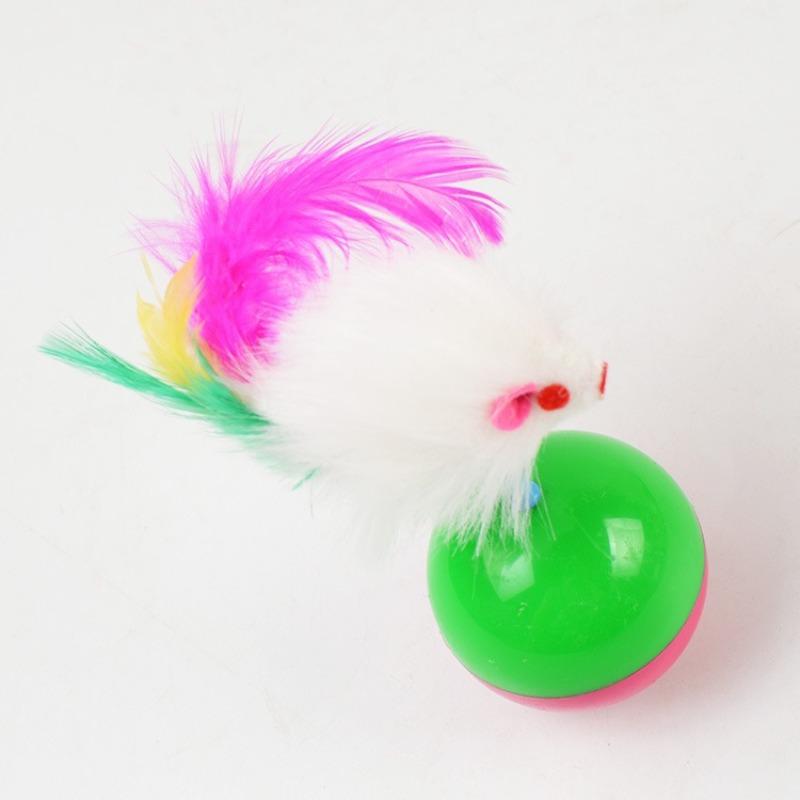 Tumbler cat self-hi toy colored feather mouse plush toy ball, cat toy