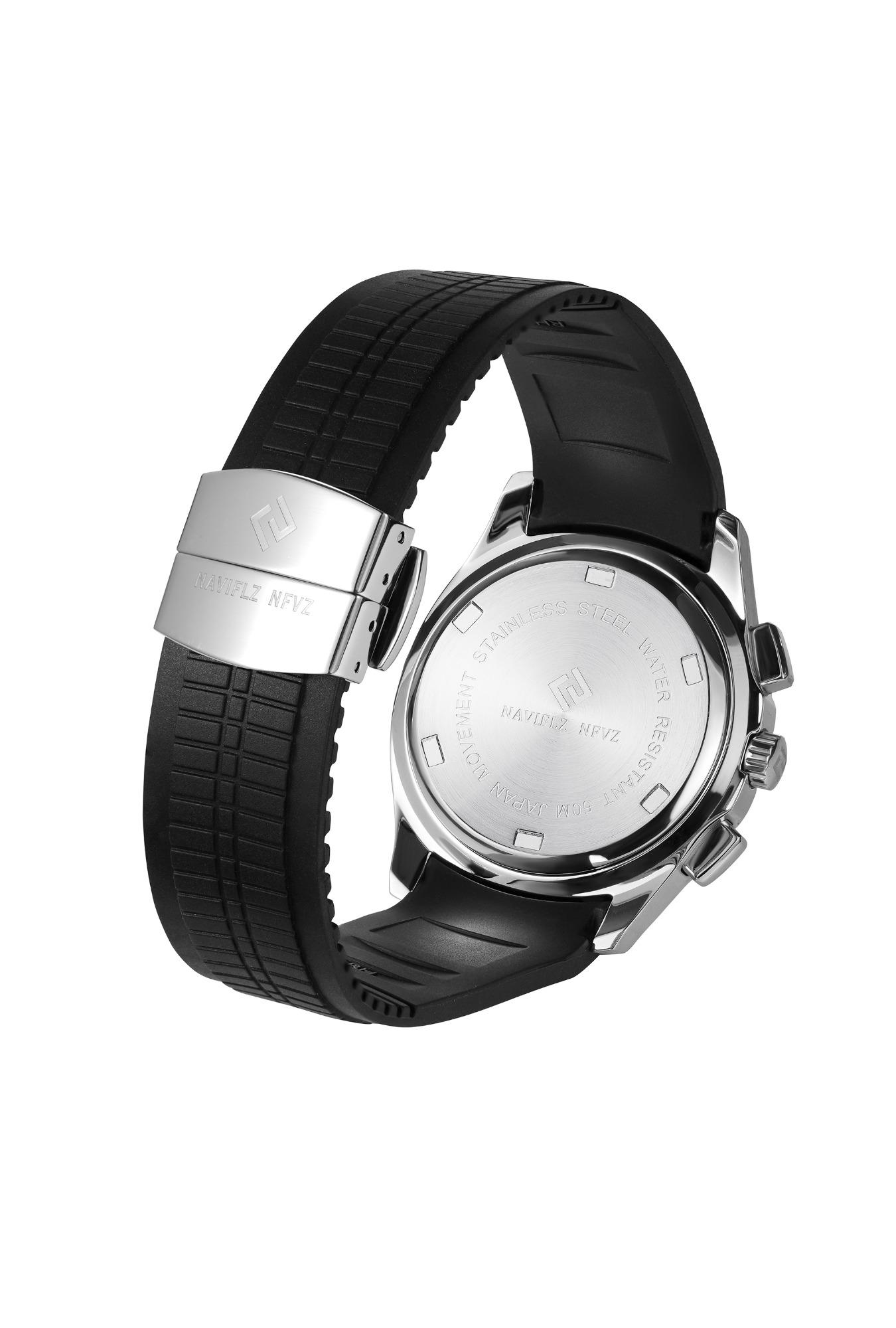 2026 Hot Selling Top Luxury Brand Japan VD53 Mov Chronograph Quartz Watch Stainless Steel Silver-Blue Rubber Strap Luminous Waterproof