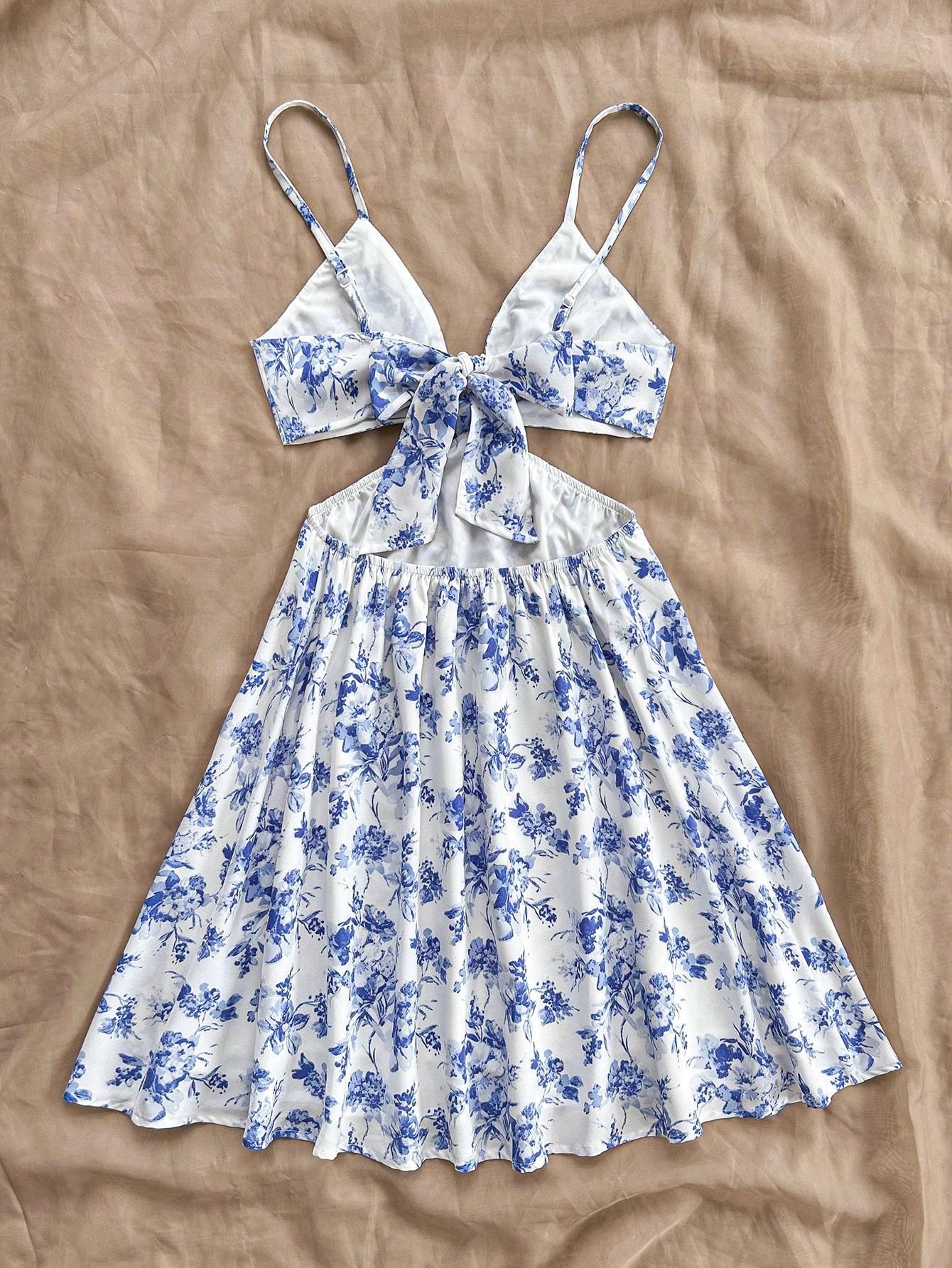 Spring Floral Halter Flowy A Line Dress Cut Out Smocked High Waisted Short Vacation Dress Sundresses Spring Floral Halter Flowy A Line Dress Cut Out Smocked High Waisted Short Vacation Dress Sundresses