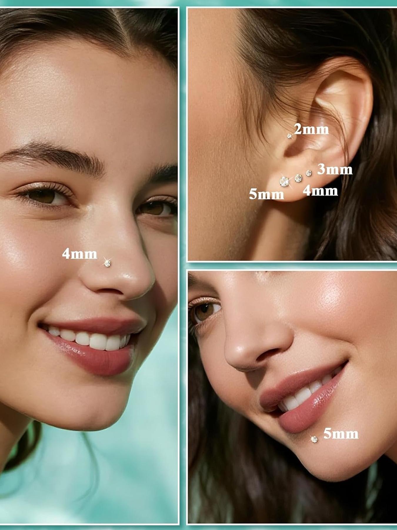 Hypoallergenic 18g Flat Back Stud Earrings Set, Body Jewelry, Surgical Steel Internal Thread Design for Tragus Helix Cartilage Conch Nose Piercings Hypoallergenic 18g Flat Back Stud Earrings Set, Body Jewelry, Surgical Steel Internal Thread Design for Tragus Helix Cartilage Conch Nose Piercings