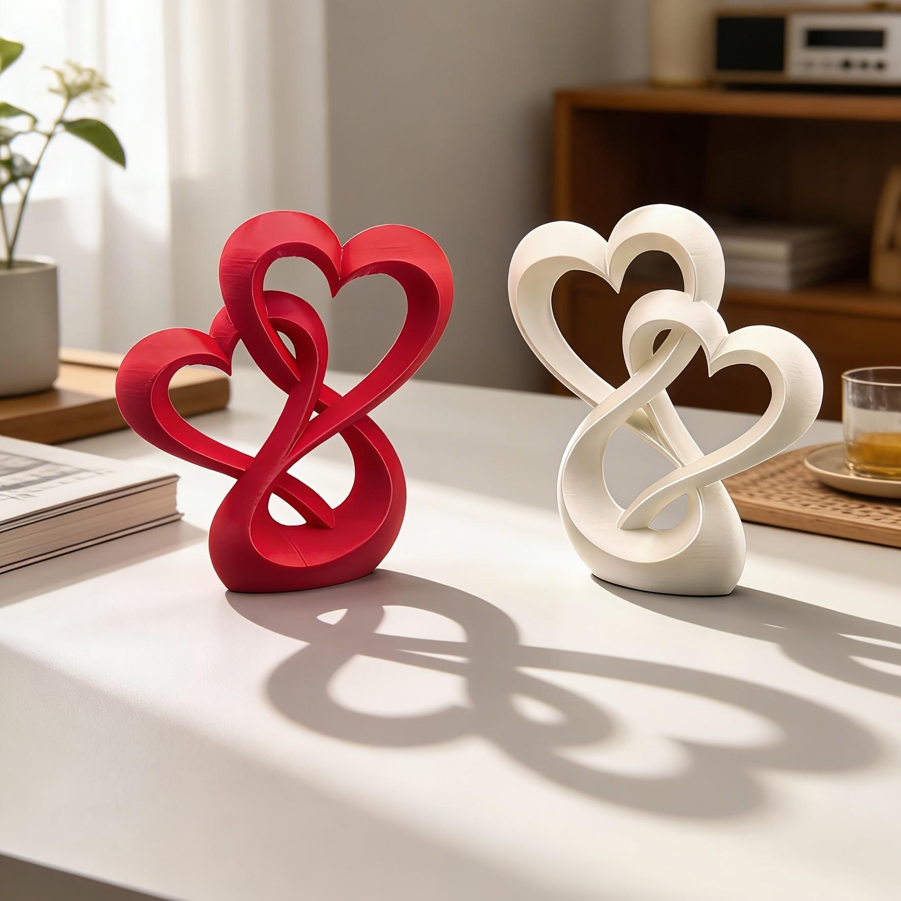 Eternal Knitted Heart Statue, Cozy Home Decor, Desktop Focus, Anniversary Wedding Valentine Gift, Living Room Bedroom Decoration