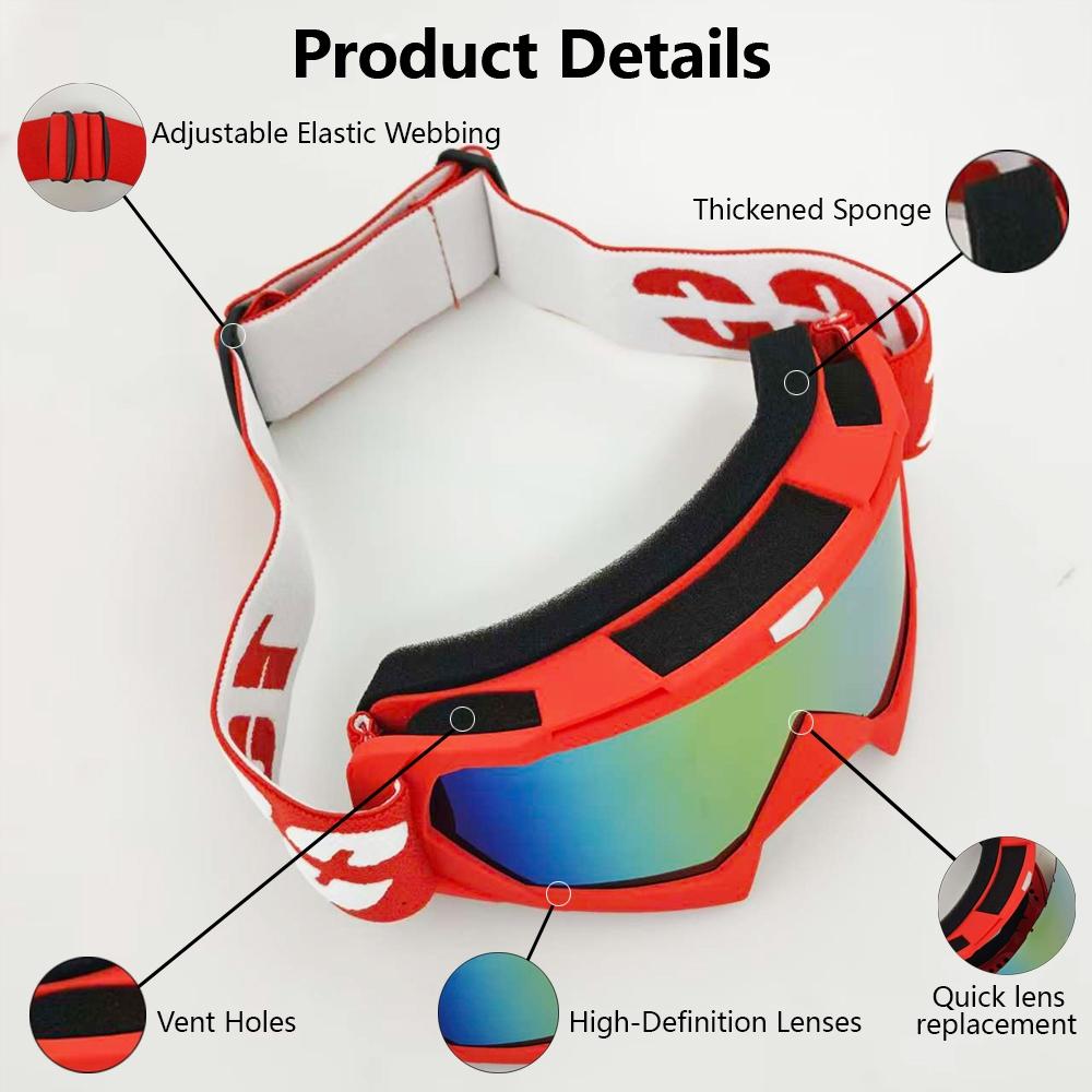 High definition lens racing glasses, windproof and sand proof, breathable all year round, trendy for both men and women, detachable lens, TPU material, adjustable, durable and lightweight, suitable for mountain bikes, all terrain bikes and motorcycles