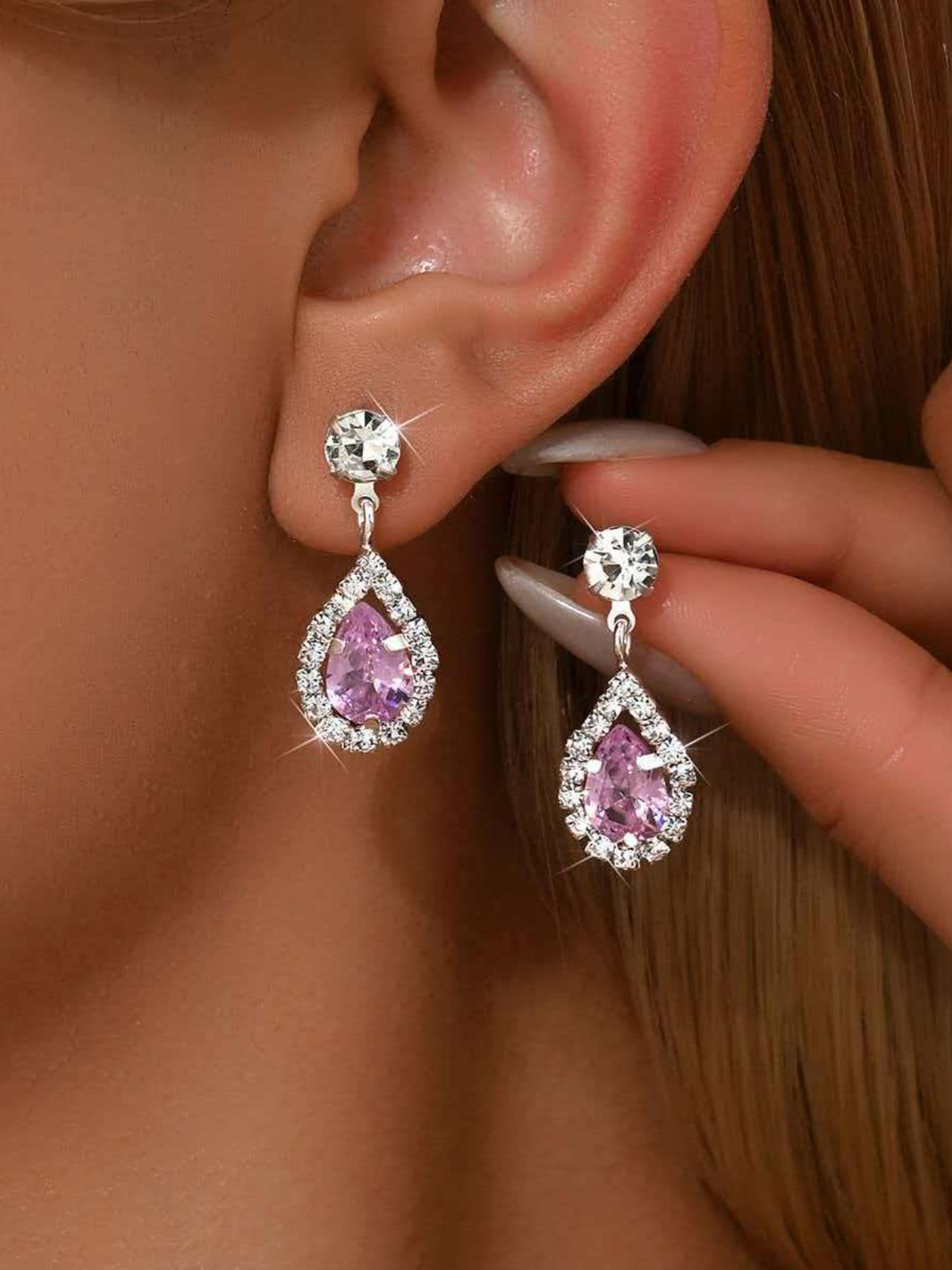 Luxury Teardrop Crystal Drop Earrings for Women, Sparkling Rhinestone Dangle Earrings, Elegant Bridal Wedding Jewelry, Party Prom Gift